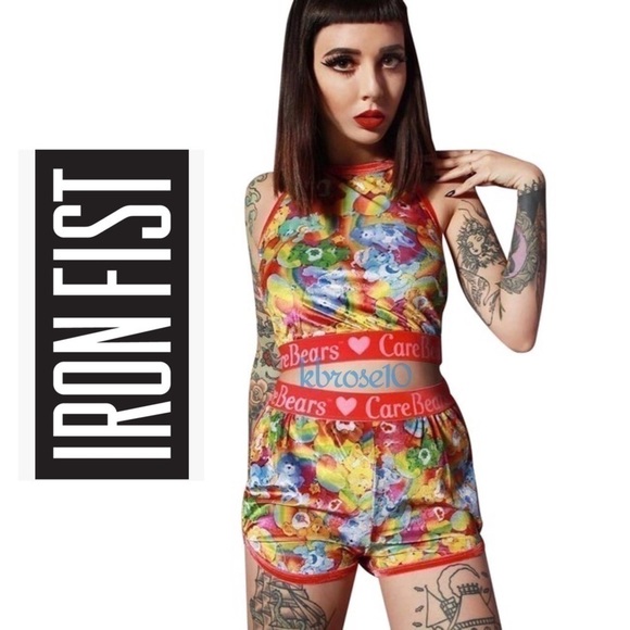 Iron Fist Rainbow Care Bear Halter Tank & Shorts Set NWT Size 2XL - Picture 2 of 14